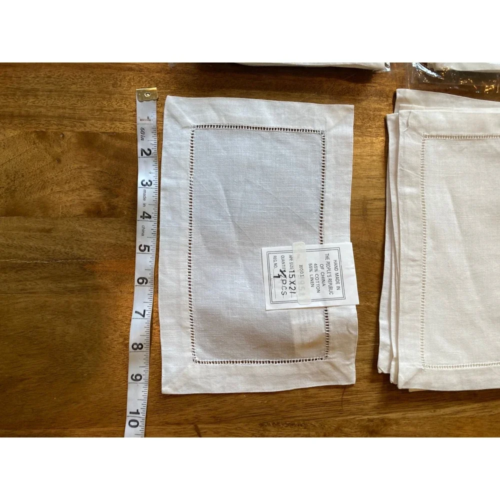 Peking Handcraft Oblong Cocktail Napkin Set 31 15x21‎ Linen Hemstitch Entertain